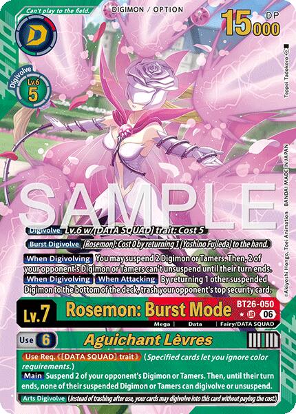 Rosemon: Burst Mode // Aguichant Levres [BT26-050] (Alternate Art) [Timeless Bonds] - Destination Retro