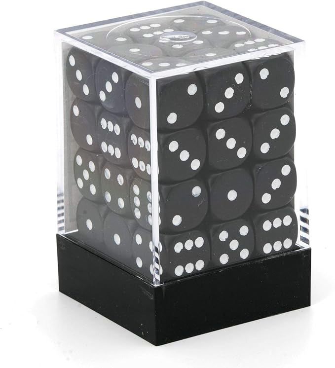 SUPPLIES - DICE - CHX 25808- OPAQUE 36D6 BLACK/WHITE 12MM