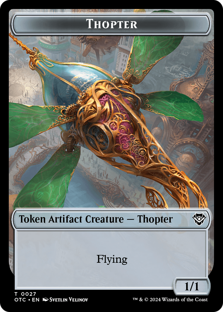 Thopter // Manifest Double-Sided Token [Outlaws of Thunder Junction Commander Tokens] - Destination Retro