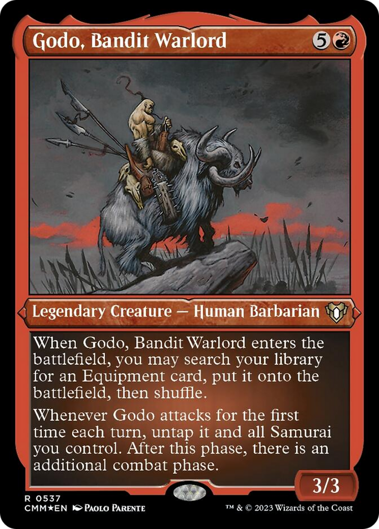 Godo, Bandit Warlord (Foil Etched) [Commander Masters] - Destination Retro