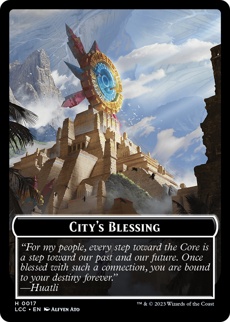 City's Blessing // Dinosaur Double-Sided Token [The Lost Caverns of Ixalan Commander Tokens] - Destination Retro
