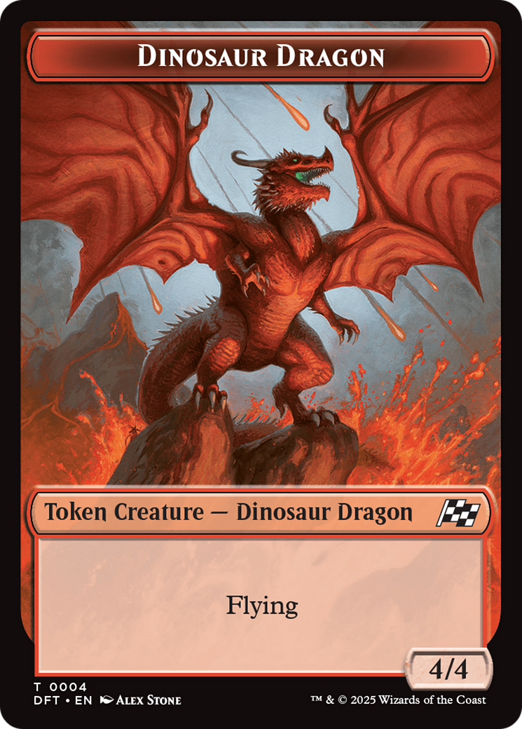 Dinosaur Dragon // Treasure Double-Sided Token [Aetherdrift Tokens] - Destination Retro
