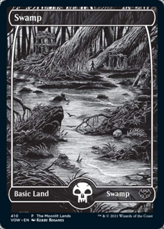 Swamp (The Moonlit Lands) (Foil Etched) [Innistrad: Crimson Vow Promos] - Destination Retro