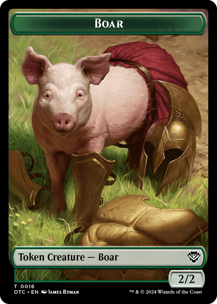 Boar // Manifest Double-Sided Token [Outlaws of Thunder Junction Commander Tokens] - Destination Retro