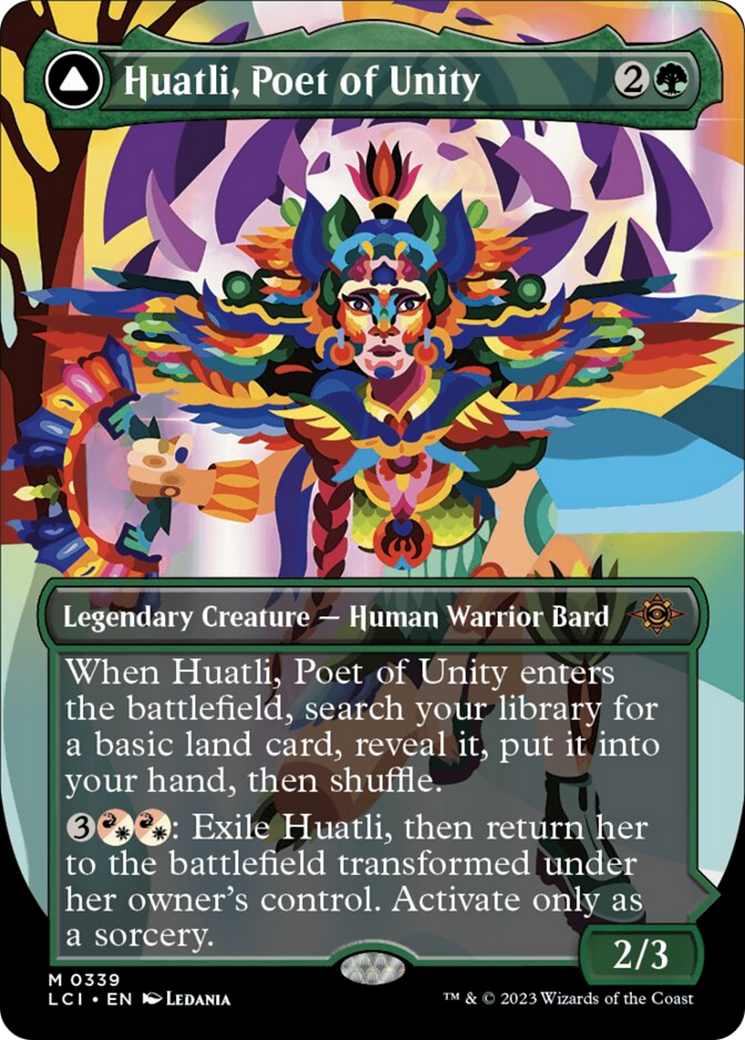 Huatli, Poet of Unity // Roar of the Fifth People (Borderless) [The Lost Caverns of Ixalan] - Destination Retro