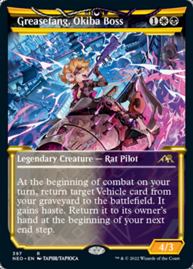Greasefang, Okiba Boss (Showcase Soft Glow) [Kamigawa: Neon Dynasty] - Destination Retro