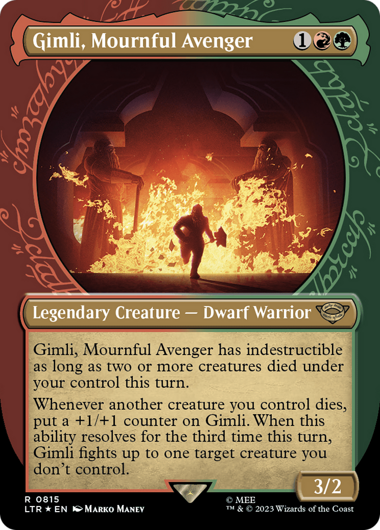Gimli, Mournful Avenger (Showcase) (Surge Foil) [The Lord of the Rings: Tales of Middle-Earth] - Destination Retro