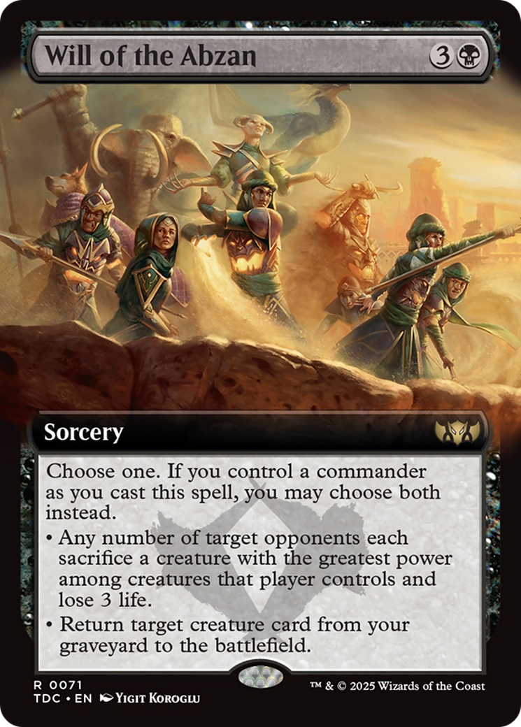 Will of the Abzan (Extended Art) [Tarkir: Dragonstorm Commander] - Destination Retro