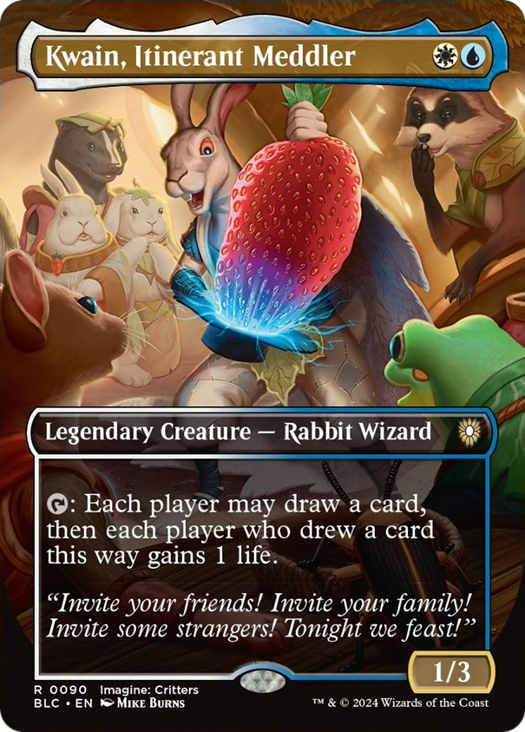 Kwain, Itinerant Meddler (Borderless) [Bloomburrow Commander] - Destination Retro