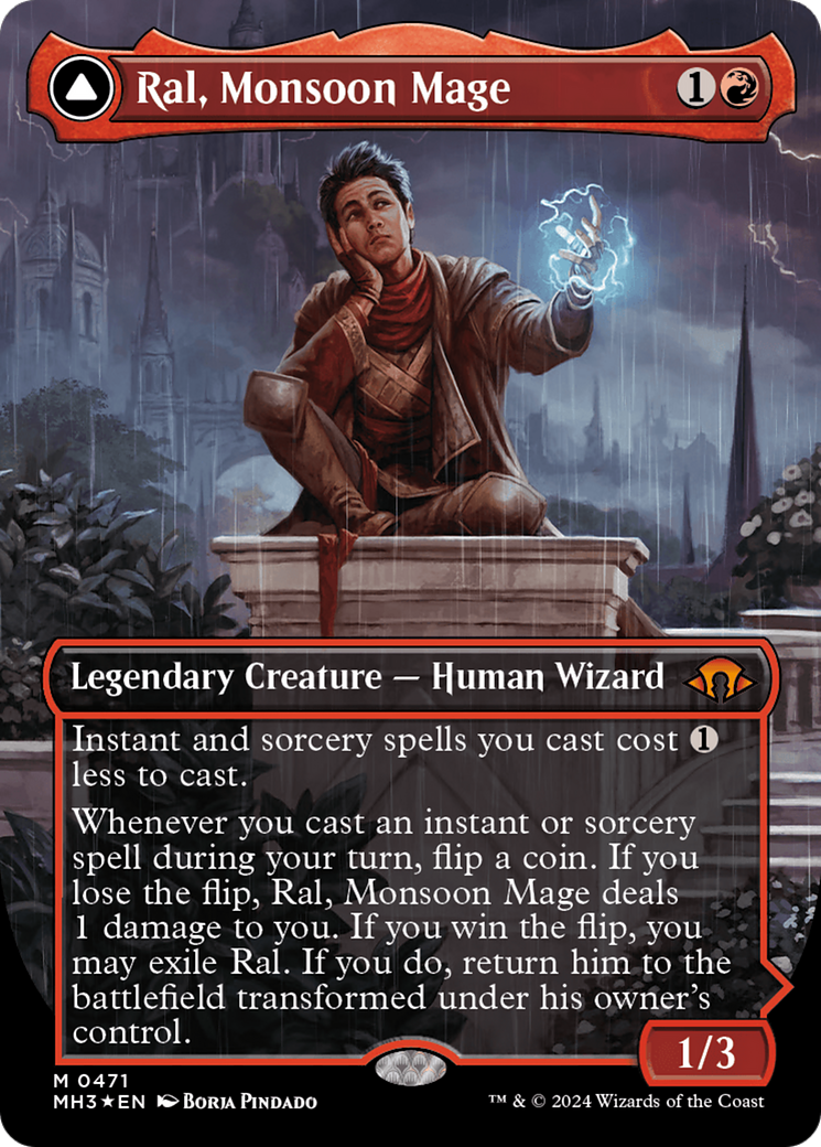 Ral, Monsoon Mage // Ral, Leyline Prodigy (Borderless) (Textured Foil) [Modern Horizons 3] - Destination Retro