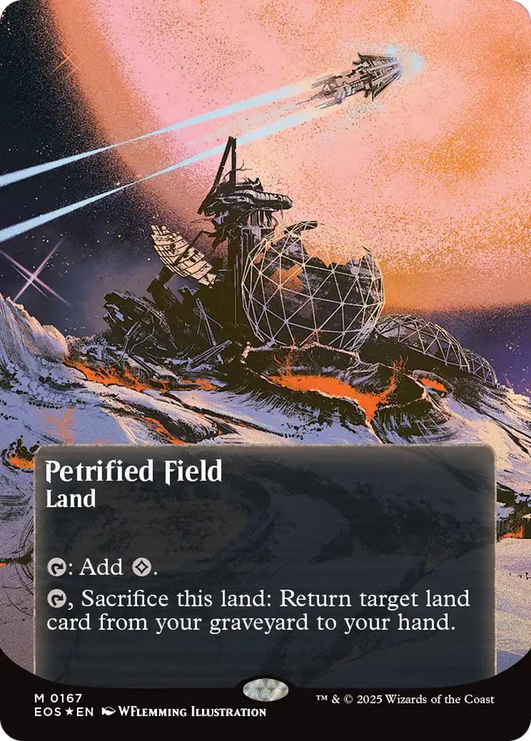 Petrified Field (0167) (Borderless) (Galaxy Foil) [Edge of Eternities: Stellar Sights] - Destination Retro