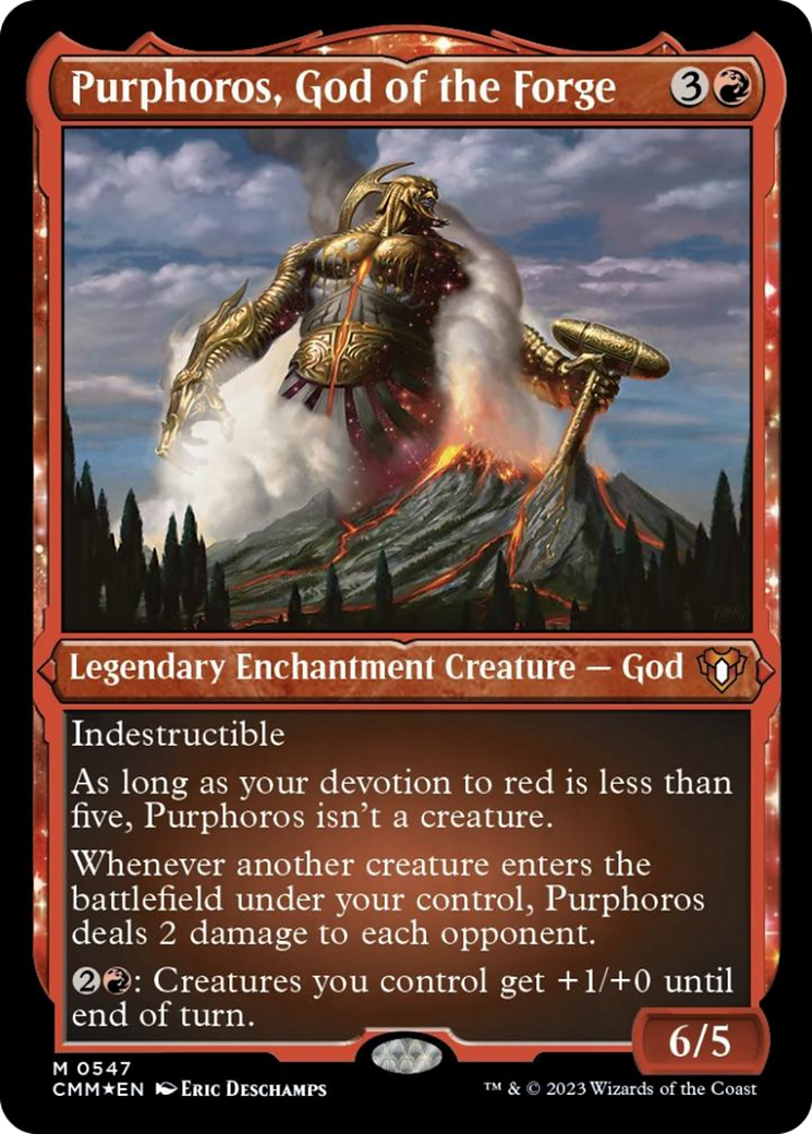 Purphoros, God of the Forge (Foil Etched) [Commander Masters] - Destination Retro