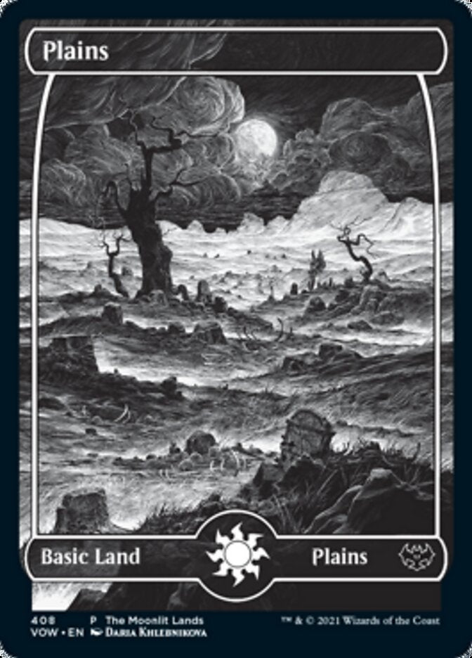Plains (The Moonlit Lands) (Foil Etched) [Innistrad: Crimson Vow Promos] - Destination Retro