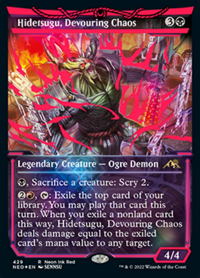 Hidetsugu, Devouring Chaos (Neon Ink Red) [Kamigawa: Neon Dynasty] - Destination Retro