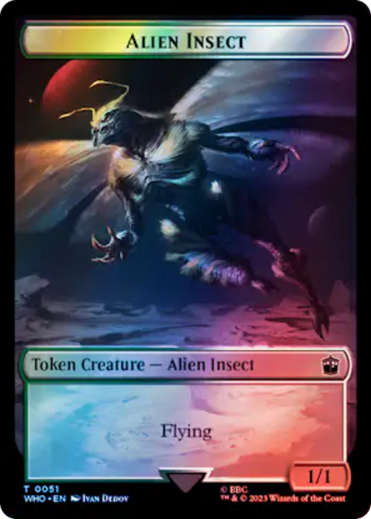 Alien // Alien Insect Double-Sided Token (Surge Foil) [Doctor Who Tokens] - Destination Retro