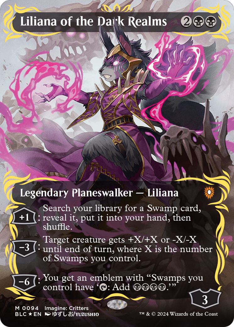 Liliana of the Dark Realms (Borderless) (Raised Foil) [Bloomburrow Commander] - Destination Retro