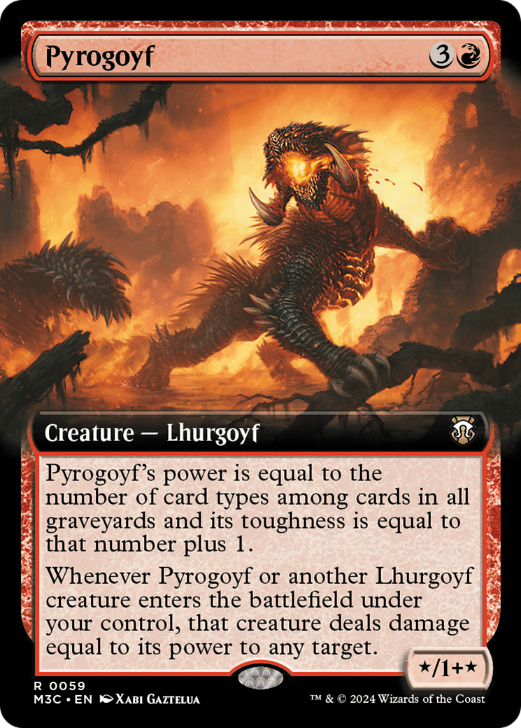 Pyrogoyf (Extended Art) (Ripple Foil) [Modern Horizons 3 Commander] - Destination Retro