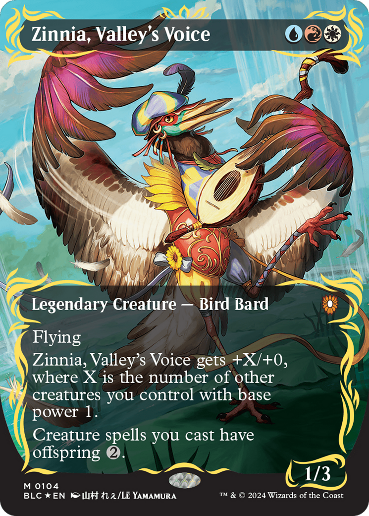 Zinnia, Valley's Voice (Borderless) (Raised Foil) [Bloomburrow Commander] - Destination Retro