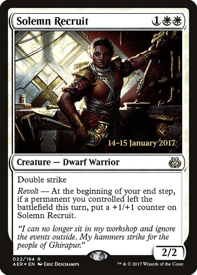 Solemn Recruit [Aether Revolt Prerelease Promos] - Destination Retro