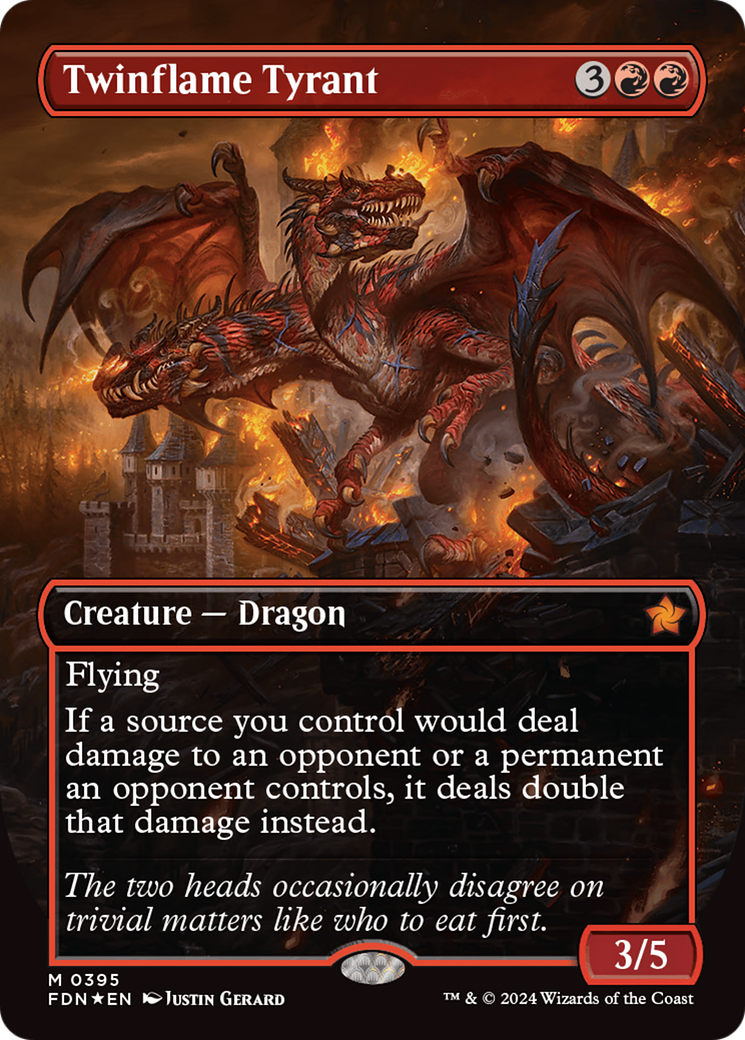 Twinflame Tyrant (Borderless) (Mana Foil) [Foundations] - Destination Retro