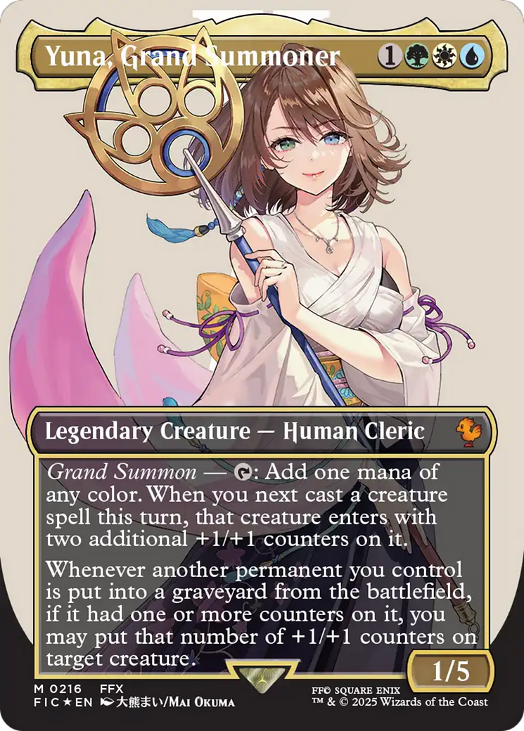 Yuna, Grand Summoner (Borderless) (Surge Foil) [FINAL FANTASY Commander] - Destination Retro