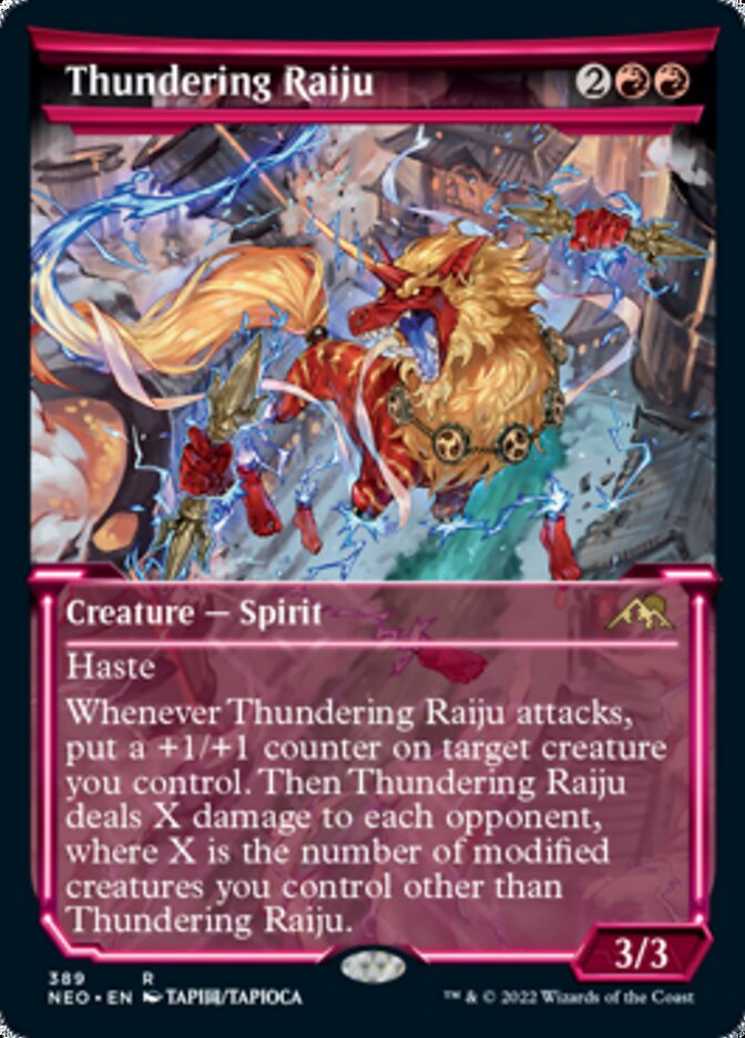 Thundering Raiju (Showcase Soft Glow) [Kamigawa: Neon Dynasty] - Destination Retro