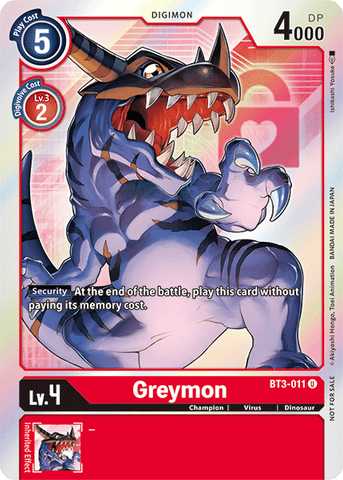 Greymon [BT3-011] (Buy-A-Box Promo) [Release Special Booster Ver.1.5 Promos] - Destination Retro