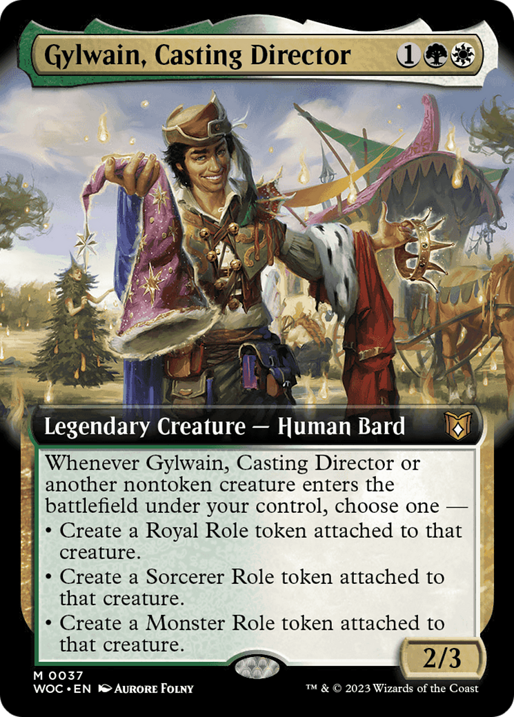 Gylwain, Casting Director (Extended Art) [Wilds of Eldraine Commander] - Destination Retro