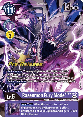 Rasenmon: Fury Mode [BT8-081] [New Awakening Pre-Release Cards] - Destination Retro