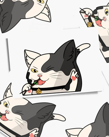 NightK - Late With Sushi Kitty - Peeker Sticker - Destination Retro