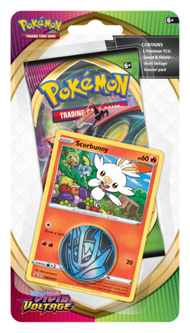 Pokémon TCG: Sword & Shield - Vivid Voltage - Checklane Blister Pack (Assorted Scorbunny and Grookey) - Destination Retro