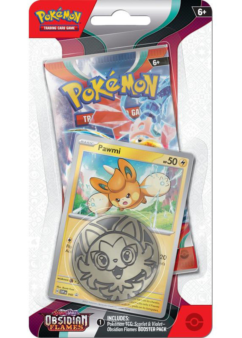 Pokémon TCG: Scarlet & Violet - Obsidian Flames - Blister Pack - Single Booster - Pawmi Promo Card - Destination Retro
