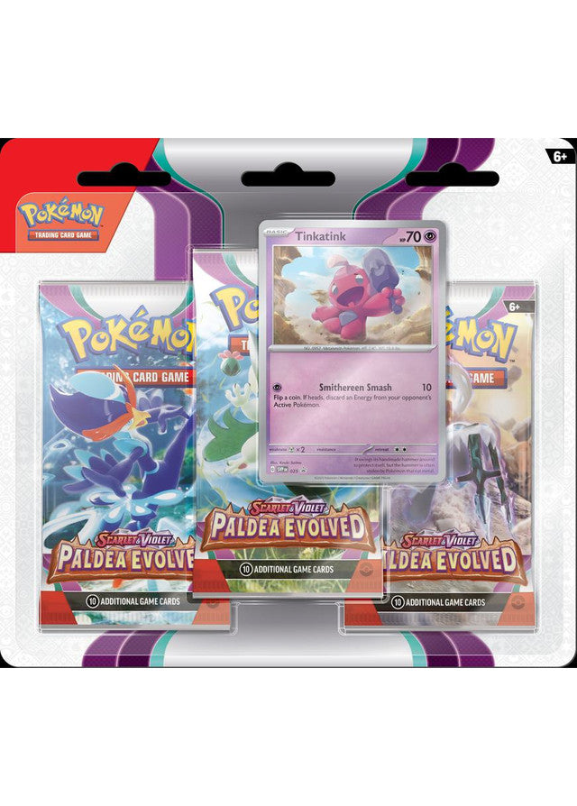 Pokémon TCG: Scarlet & Violet - Paldea Evolved - Blister Pack - Three Boosters - Tinkatink Promo Card (Available June 9th) - Destination Retro