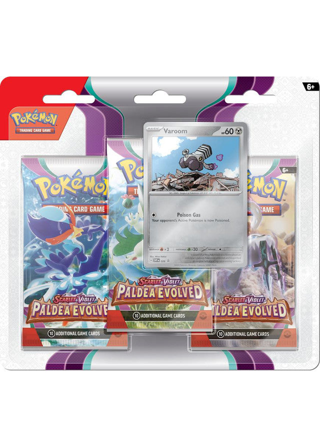 Pokémon TCG: Scarlet & Violet - Paldea Evolved - Blister Pack - Three Boosters - Varoom Promo Card (Available June 9th) - Destination Retro