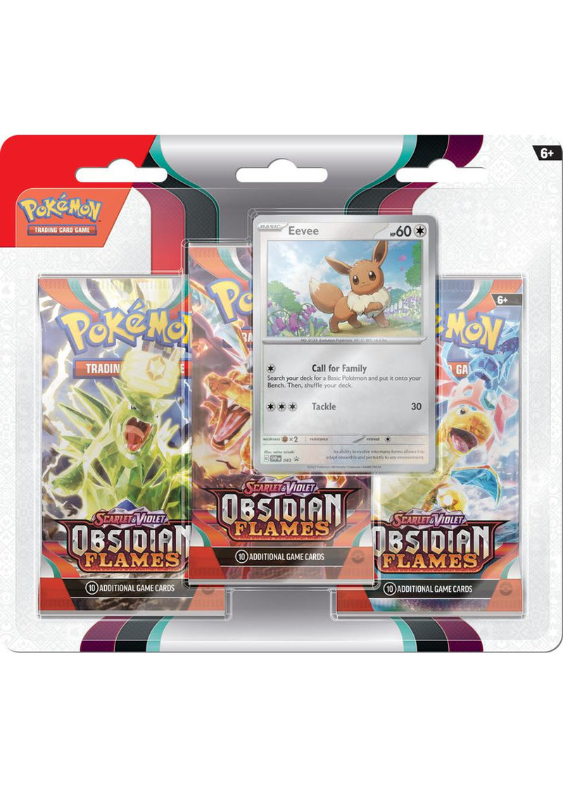 Pokémon TCG: Scarlet & Violet - Obsidian Flames - Blister Pack - Three Boosters - Eevee Promo Card - Destination Retro