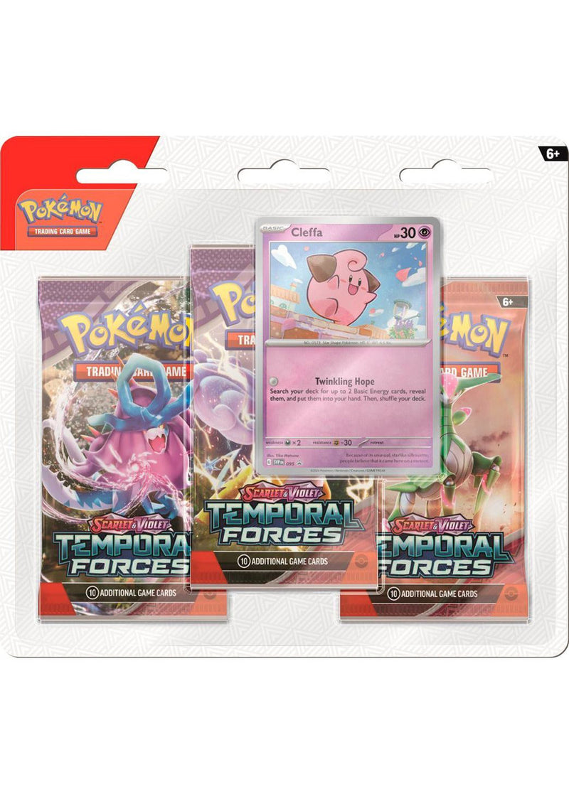 Pokémon TCG: Scarlet & Violet - Temporal Forces - Blister Pack - Three Boosters - Cleffa Promo Card (Available March 22) - Destination Retro