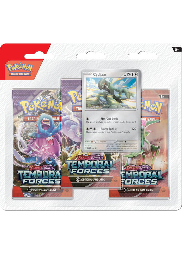 Pokémon TCG: Scarlet & Violet - Temporal Forces - Blister Pack - Three Boosters - Cyclizar Promo Card (Available March 22) - Destination Retro