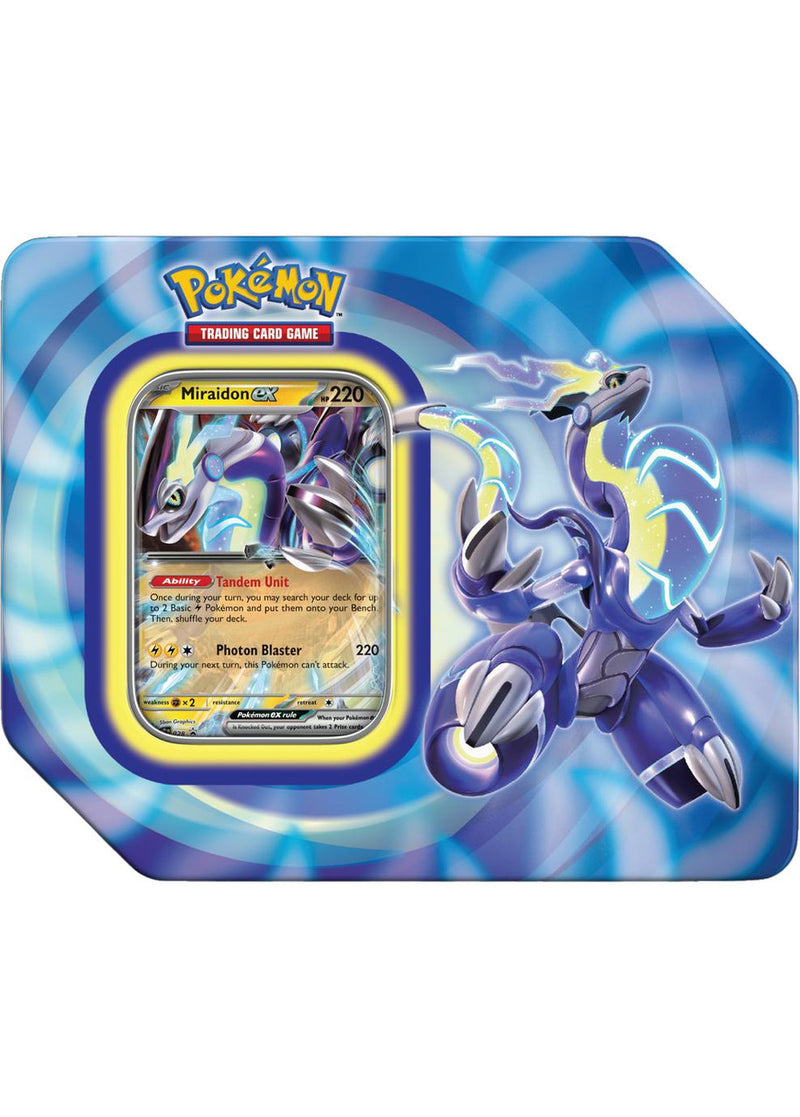 Pokémon TCG: Paldea Legends Tin - Miraidon ex (Available June 9th) - Destination Retro