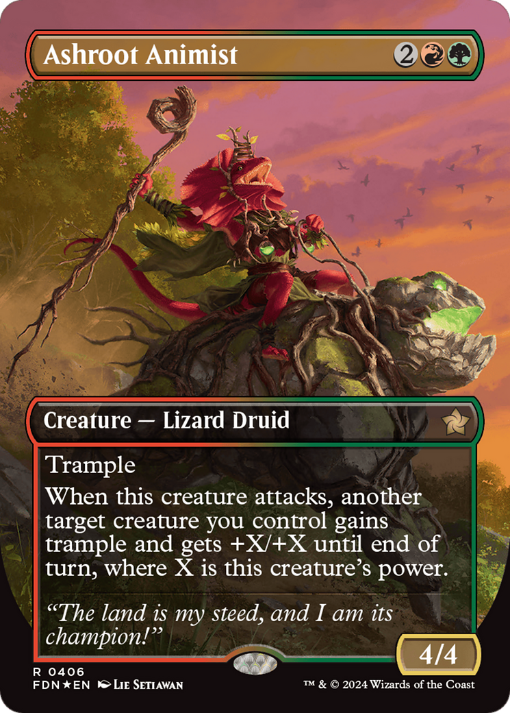 Ashroot Animist (Borderless) (Mana Foil) [Foundations] - Destination Retro
