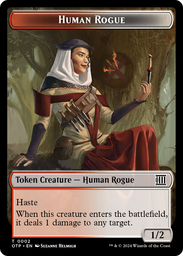 Human Rogue // Plot Double-Sided Token [Outlaws of Thunder Junction: Breaking News Tokens] - Destination Retro