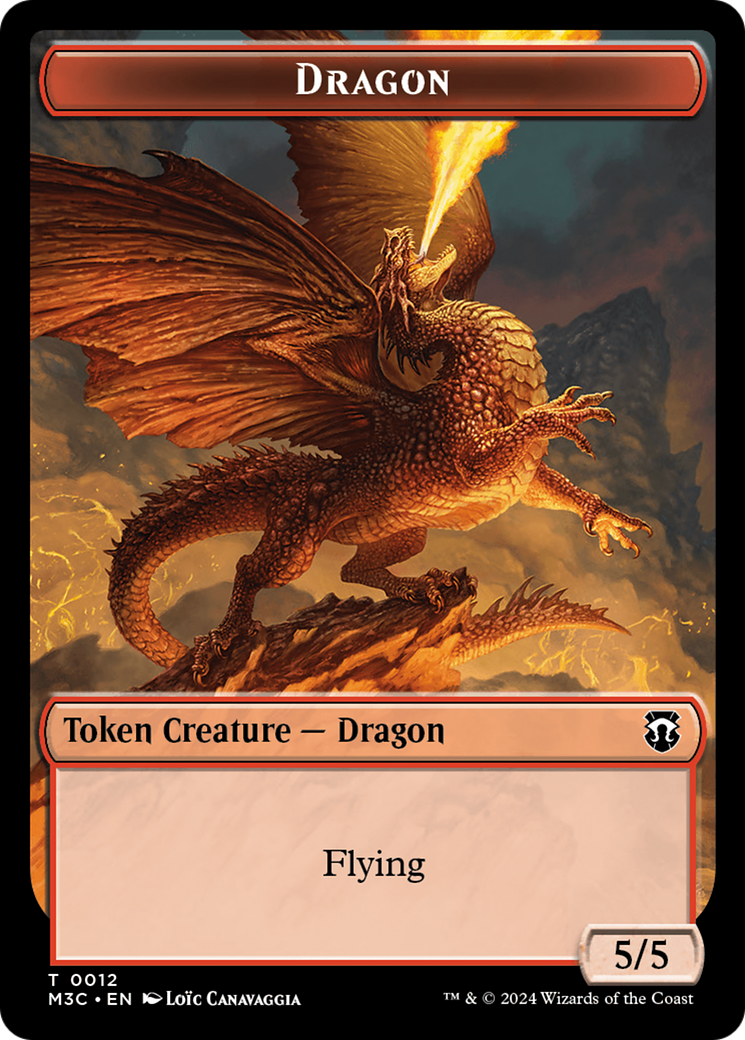 Dragon (Ripple Foil) // Treasure Double-Sided Token [Modern Horizons 3 Commander Tokens] - Destination Retro