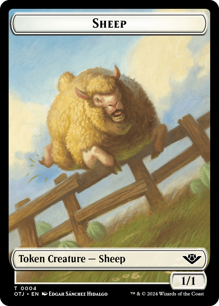 Mercenary // Sheep Double-Sided Token [Outlaws of Thunder Junction Tokens] - Destination Retro