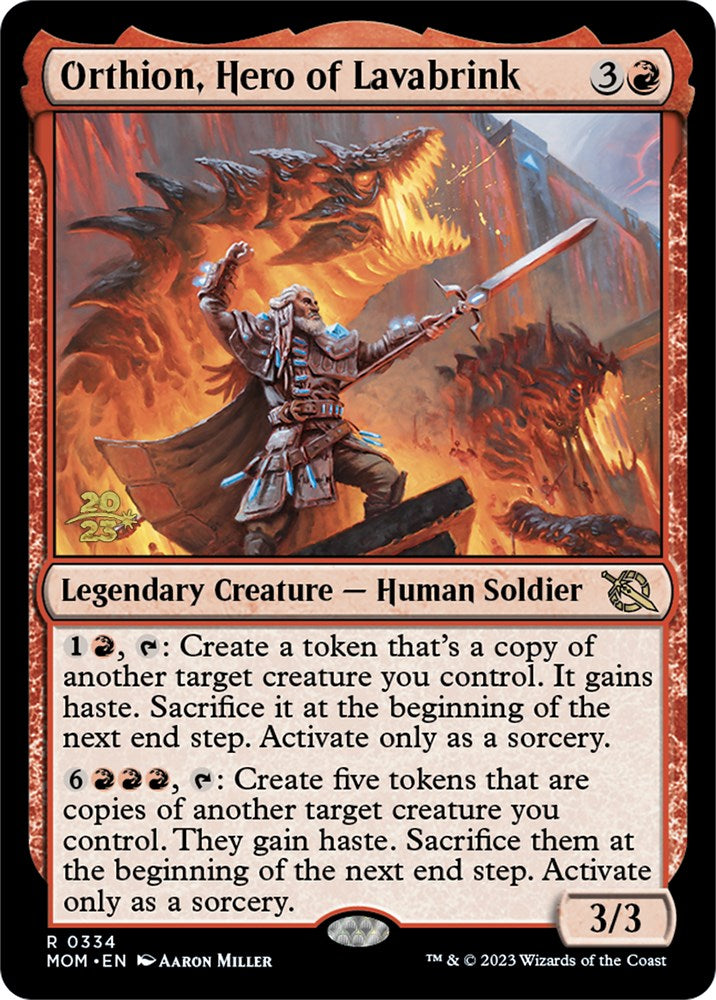 Orthion, Hero of Lavabrink [March of the Machine Prerelease Promos] - Destination Retro