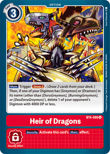 Heir of Dragons [BT4-099] [Great Legend] - Destination Retro