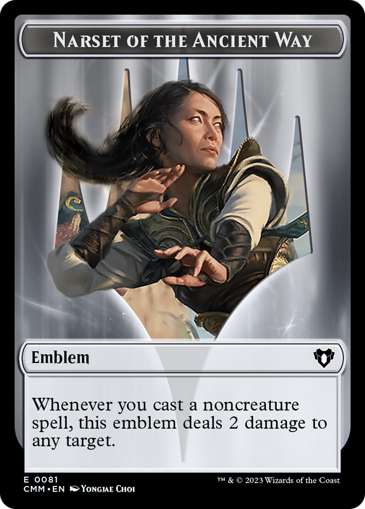 Narset of the Ancient Way Emblem // Wizard Double-Sided Token [Commander Masters Tokens] - Destination Retro