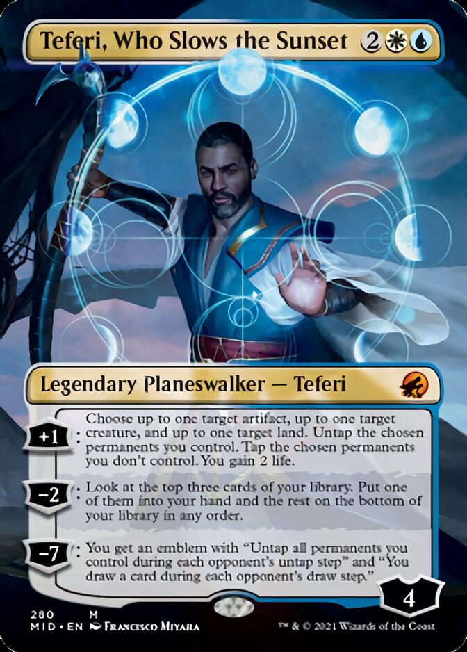 Teferi, Who Slows the Sunset (Borderless) [Innistrad: Midnight Hunt] - Destination Retro