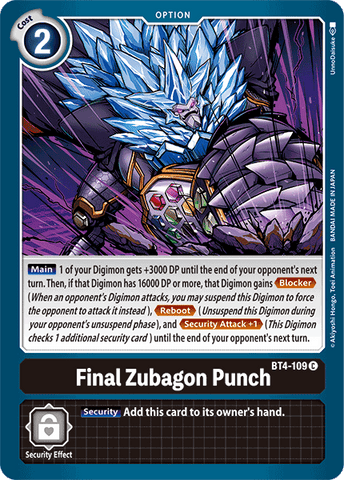 Final Zubagon Punch [BT4-109] [Great Legend] - Destination Retro