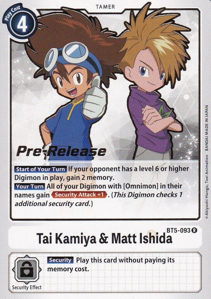Tai Kamiya & Matt Ishida [BT5-093] [Battle of Omni Pre-Release Promos] - Destination Retro