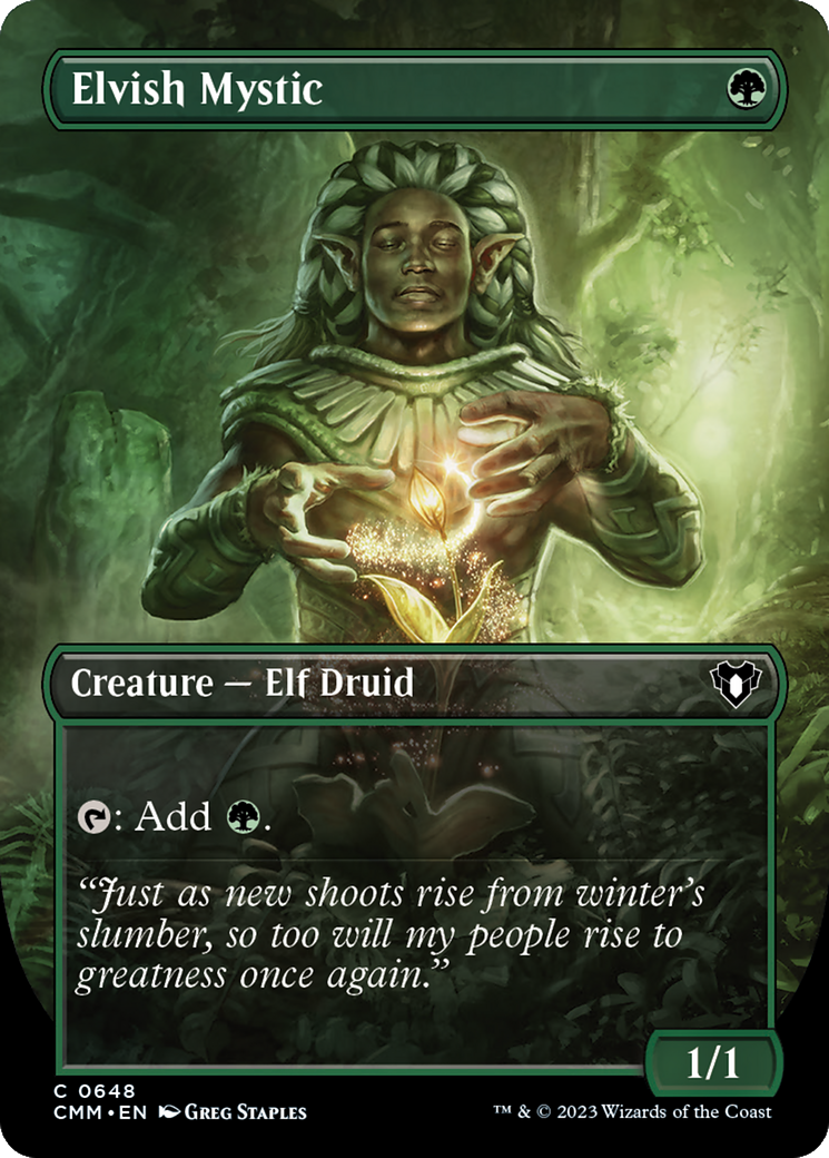 Elvish Mystic (Borderless Alternate Art) [Commander Masters] - Destination Retro
