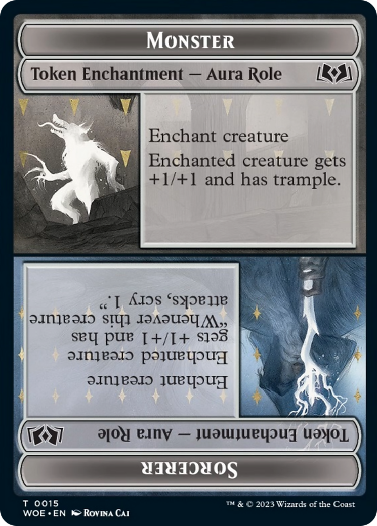 Monster Role / Sorcerer Role // Royal Role / Young Hero Role Double-Sided Token [Wilds of Eldraine Tokens] - Destination Retro